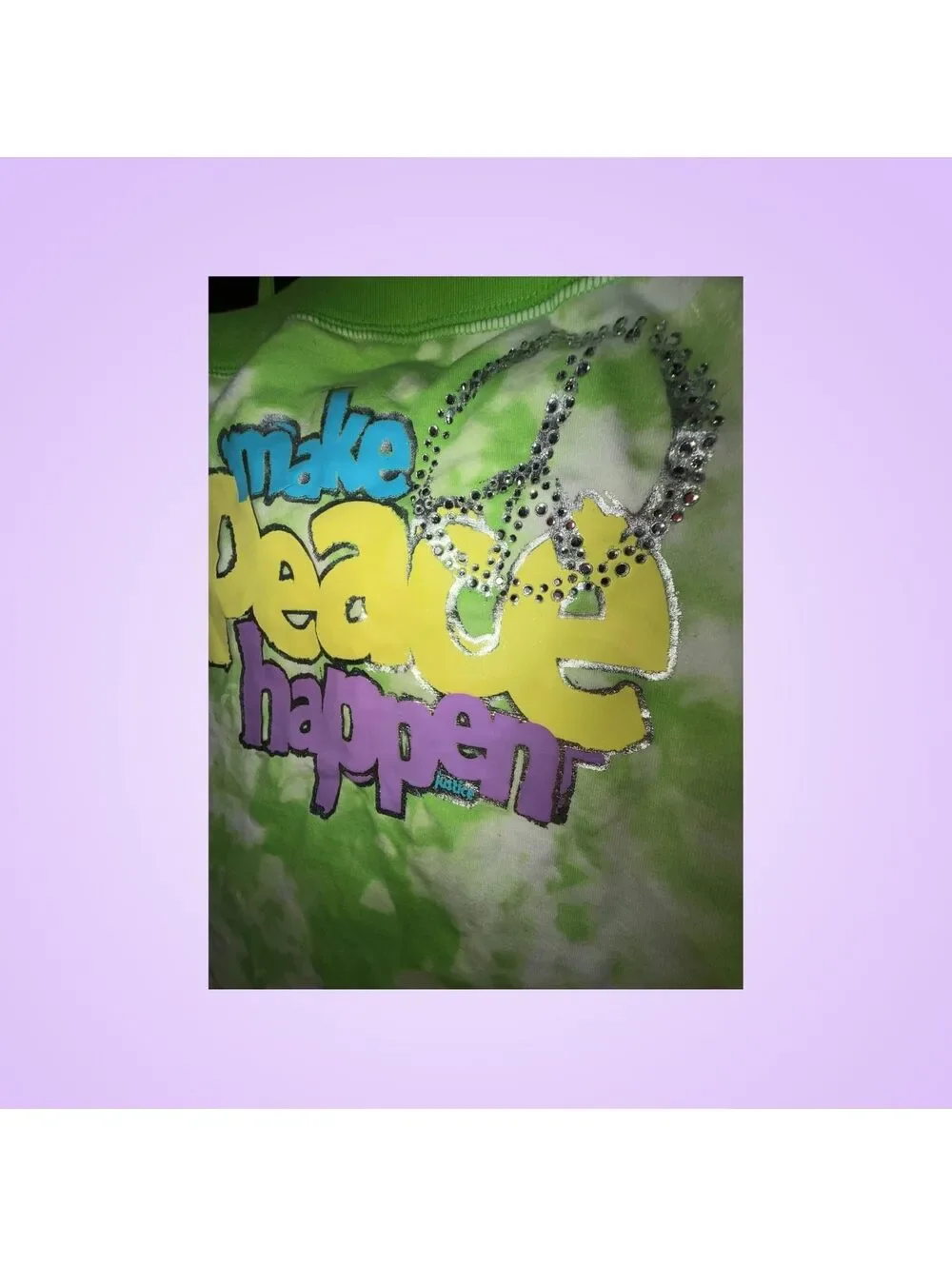 Justice Girls Green Tie Dye Make Peace Happen Rhinestone Graphic Halter Top | 10